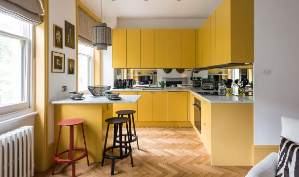 yellow kitchen interiors